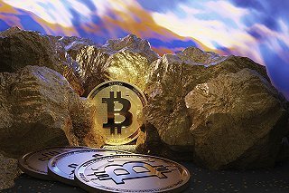 A vibrant illustration of Bitcoin mining rigs in operation, highlighting the rewards of cryptocurrency extraction in Argentina
